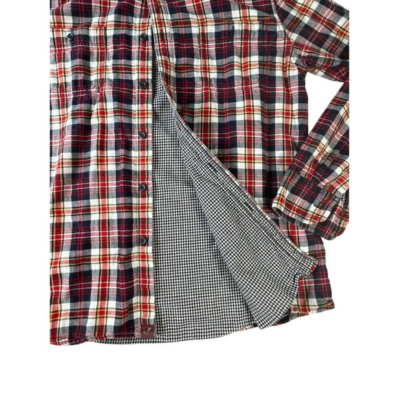 Alesbury Men’s Flannel Shirt Size L Red Plaid Long Sleeve Button Up Casual Lined - Picture 3 of 13